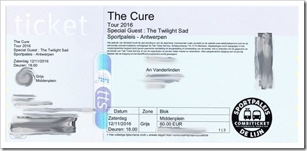 The Cure 2016 Ticket AnV